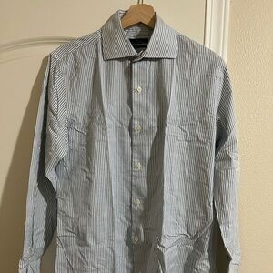 Marc Anthony Slim Fit Blue and White Striped Dress Shirt